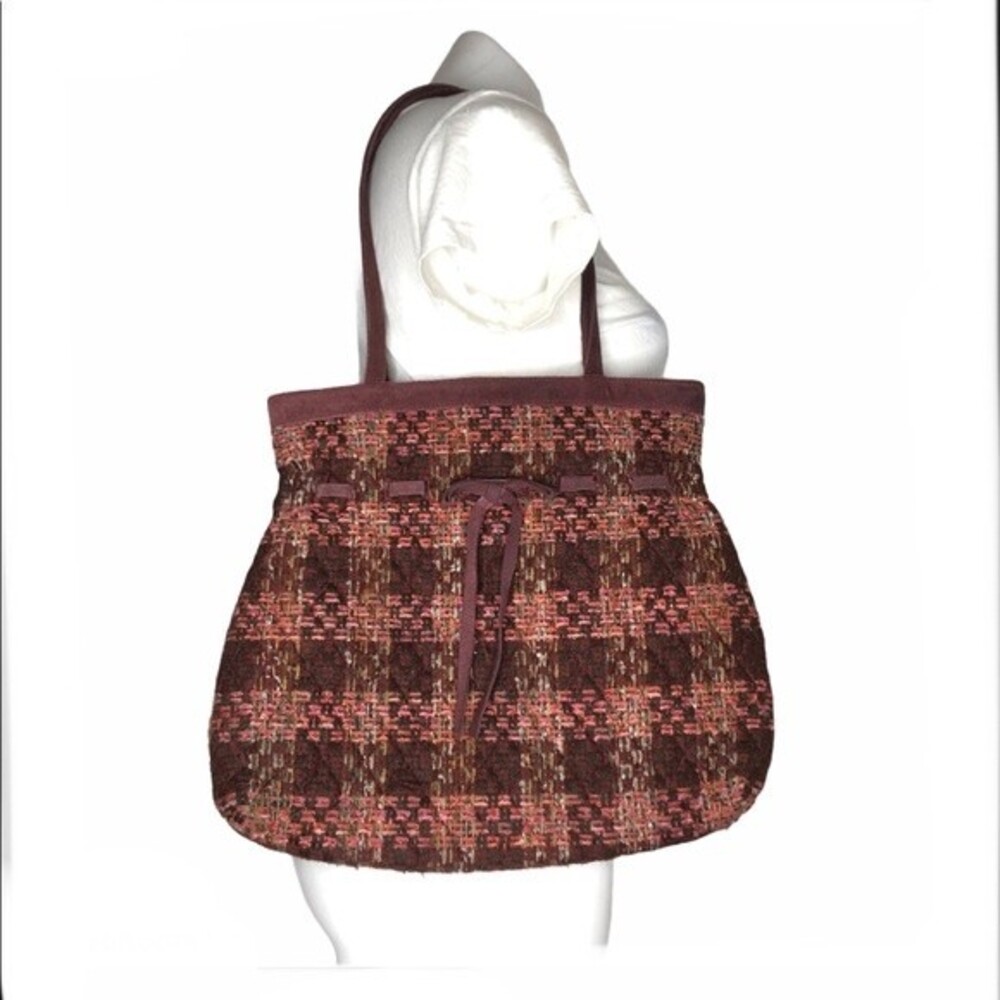 VERA BRADLEY Tweed and Suede Cinch Handbag